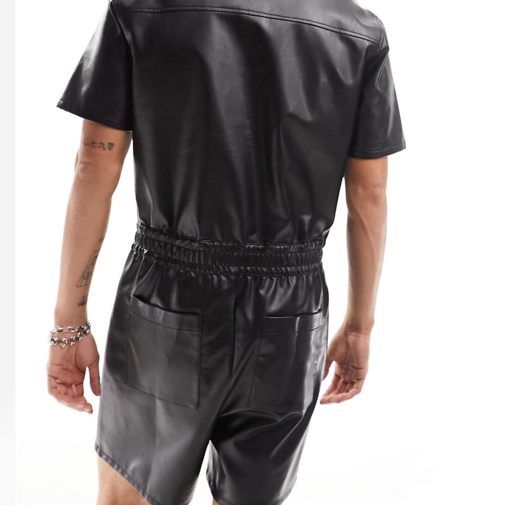 Black Faux Leather Jumpsuit - Picture 10 of 10